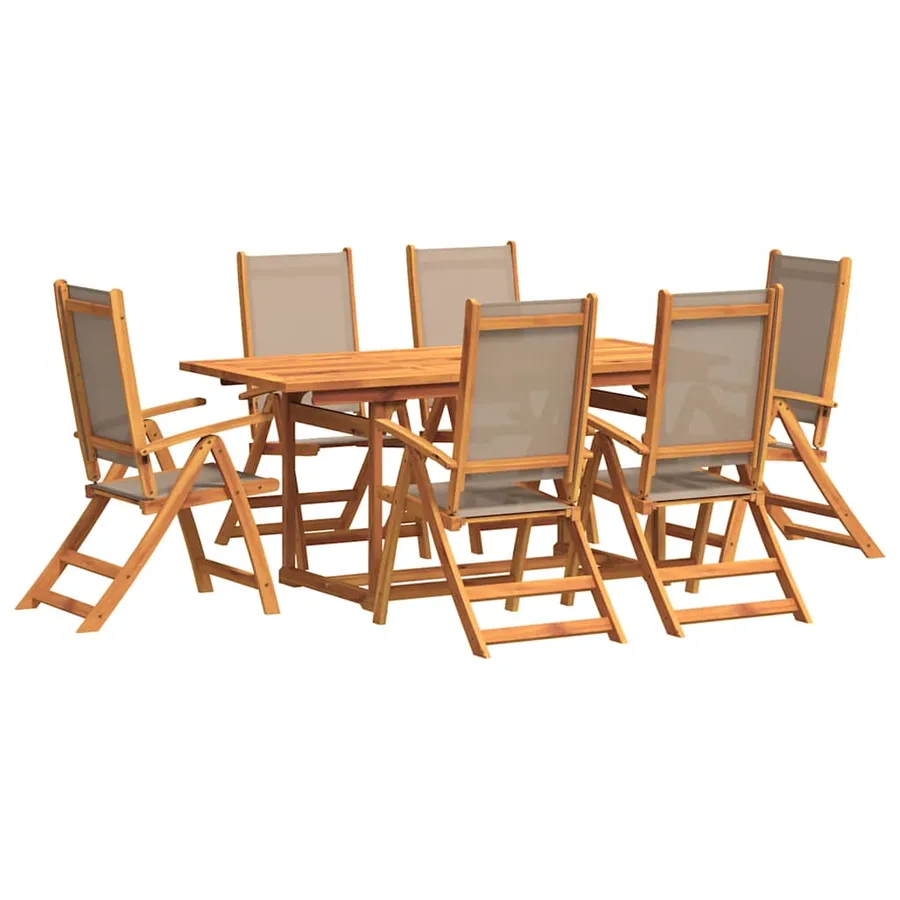 Ensemble à Manger de jardin 7pcs bois d'acacia solide textilène - 2