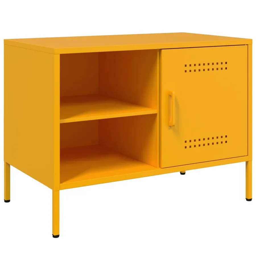 Meuble TV jaune moutarde 68x39x50,5 cm acier - 2