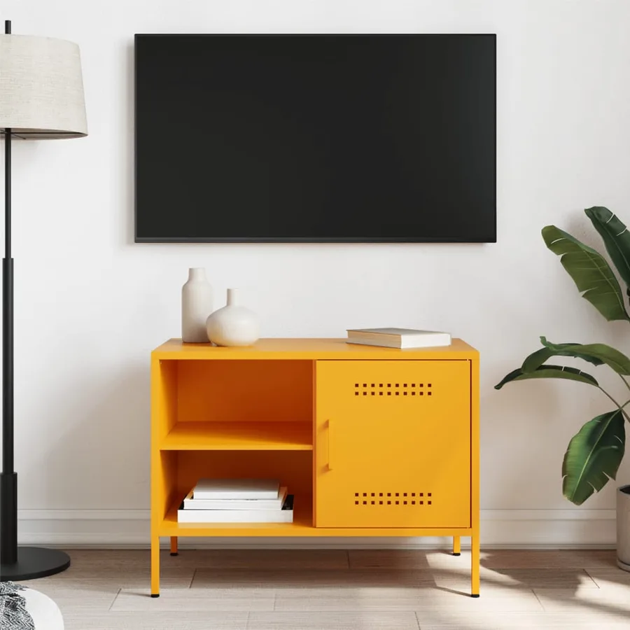Meuble TV jaune moutarde 68x39x50,5 cm acier - 3