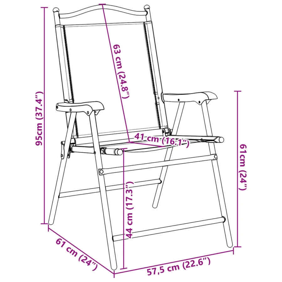 Chaises de jardin pliables lot de 4 en acier et textilène - 12