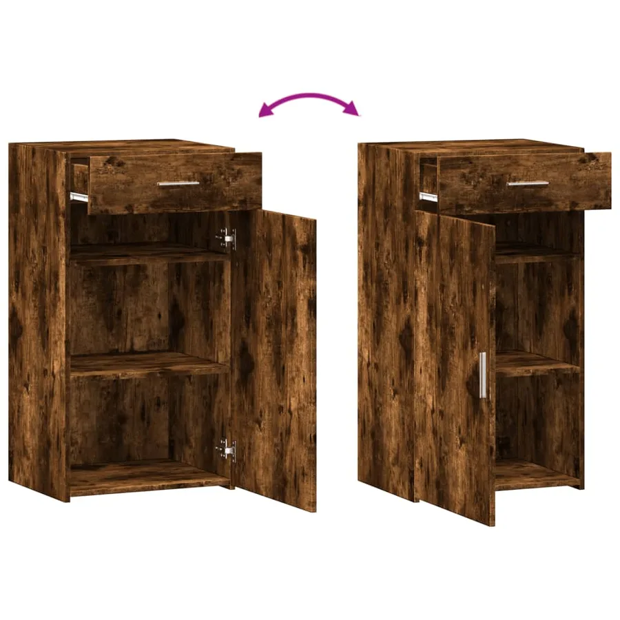 Buffet chêne fumé 50x42,5x93 cm bois d'ingénierie - 7