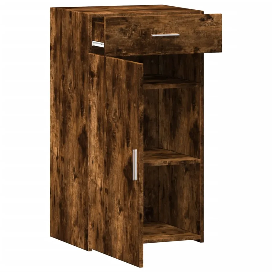 Buffet chêne fumé 50x42,5x93 cm bois d'ingénierie - 8