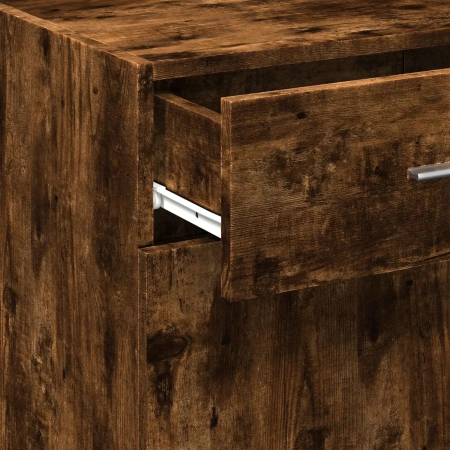 Buffet chêne fumé 50x42,5x93 cm bois d'ingénierie - 9