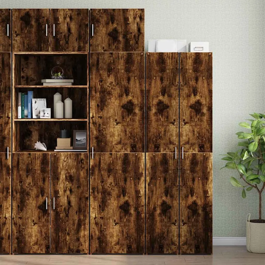 Armoire de rangement mince chêne fumé 50x42,5x225 cm