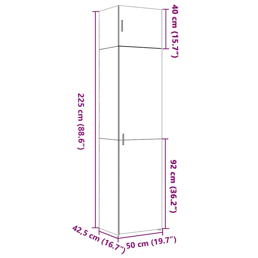 Armoire de rangement mince chêne fumé 50x42,5x225 cm - 14