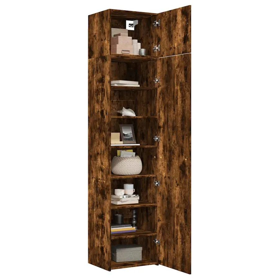 Armoire de rangement mince chêne fumé 50x42,5x225 cm - 3