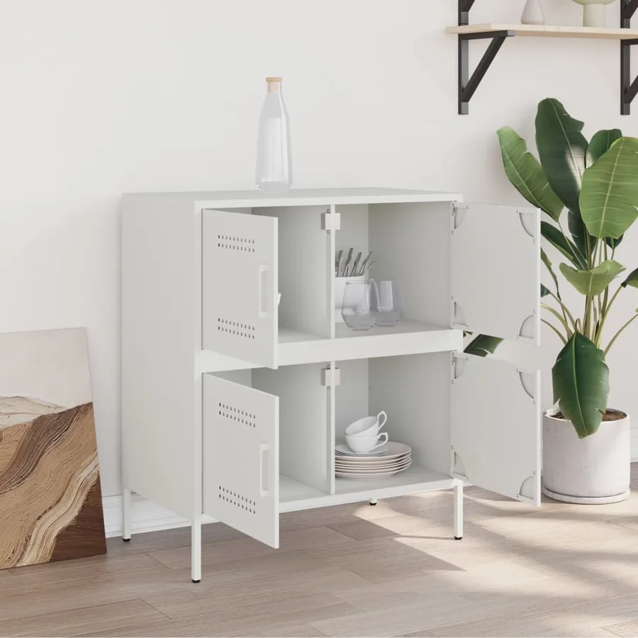 Buffet blanc 68x39x79 cm acier - 3