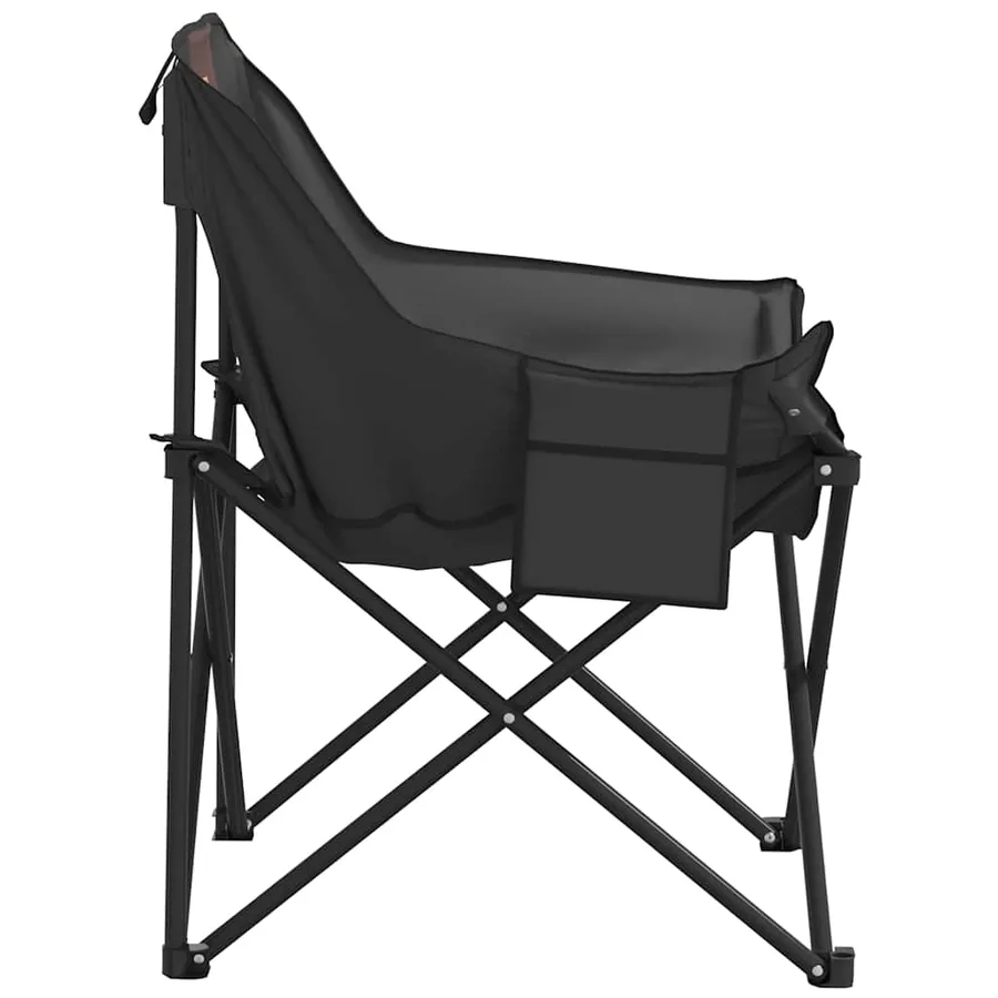 Chaise de camping avec poche pliable lot de 2 noir - 7