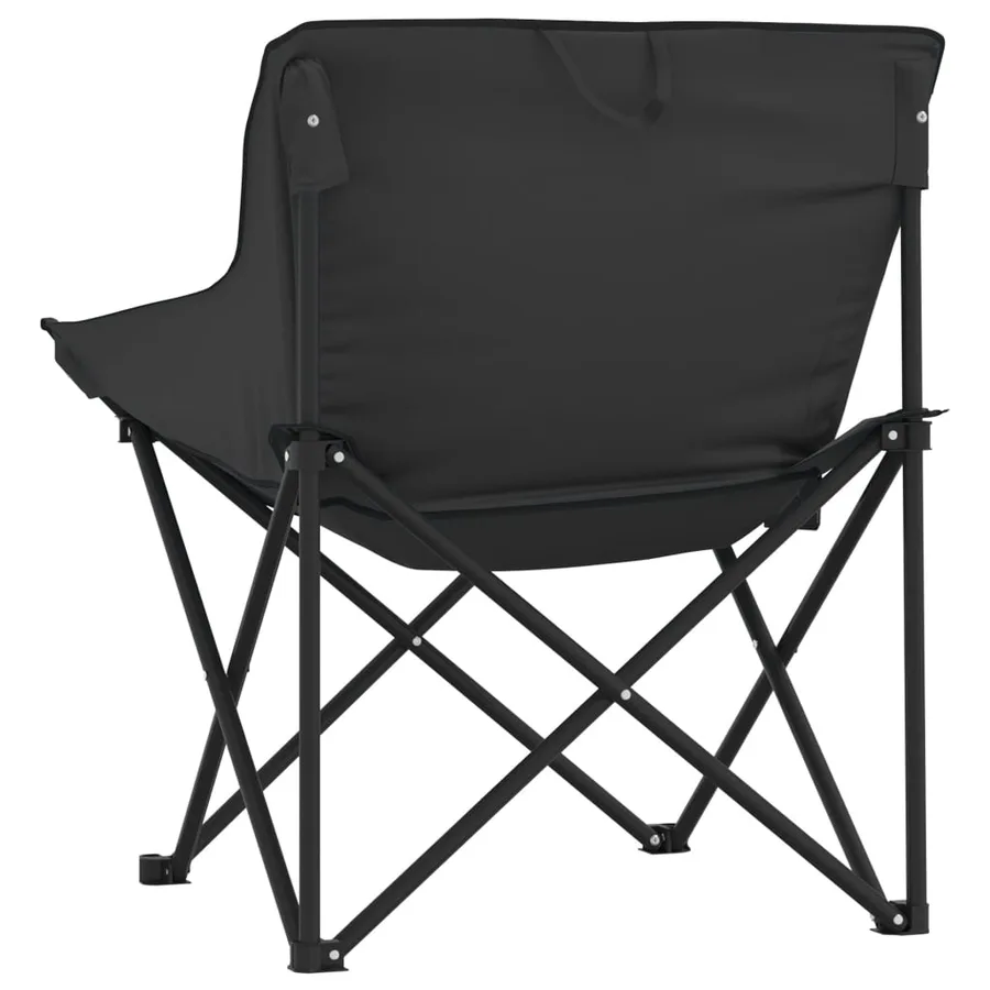 Chaise de camping avec poche pliable lot de 2 noir - 8