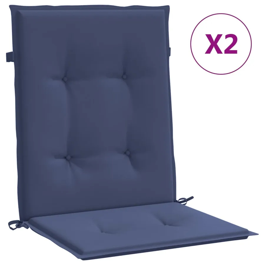 Coussins de chaise à dossier bas lot de 2 bleu marine tissu - 2