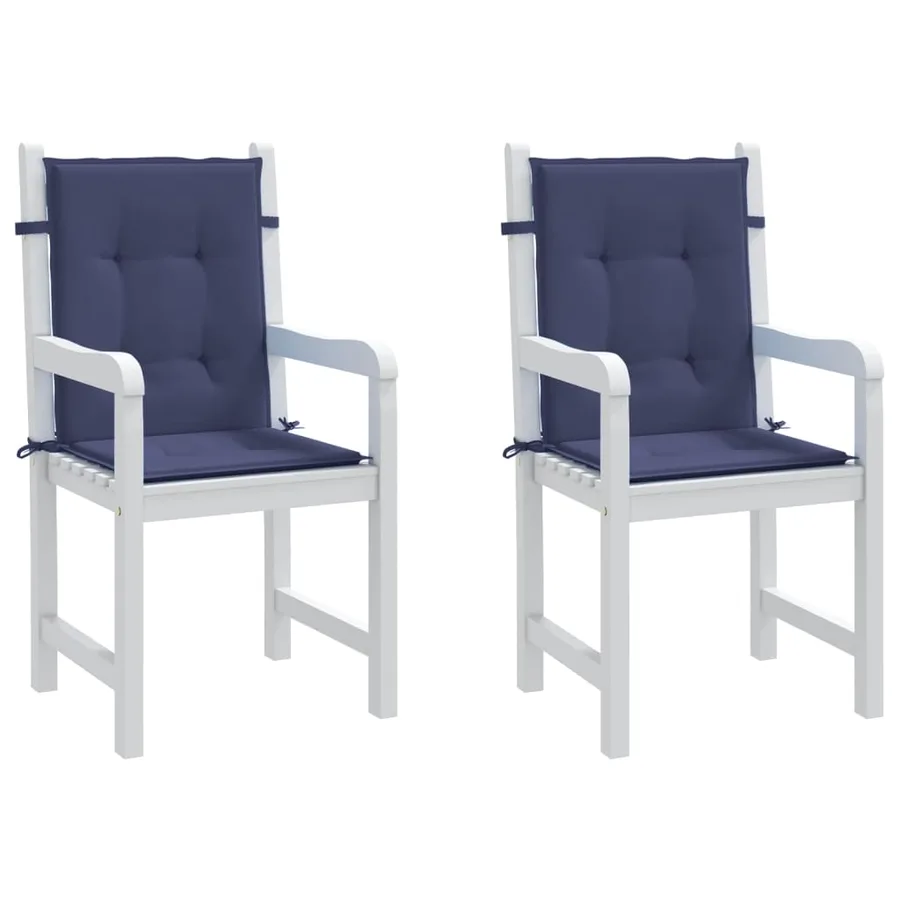 Coussins de chaise à dossier bas lot de 2 bleu marine tissu - 4