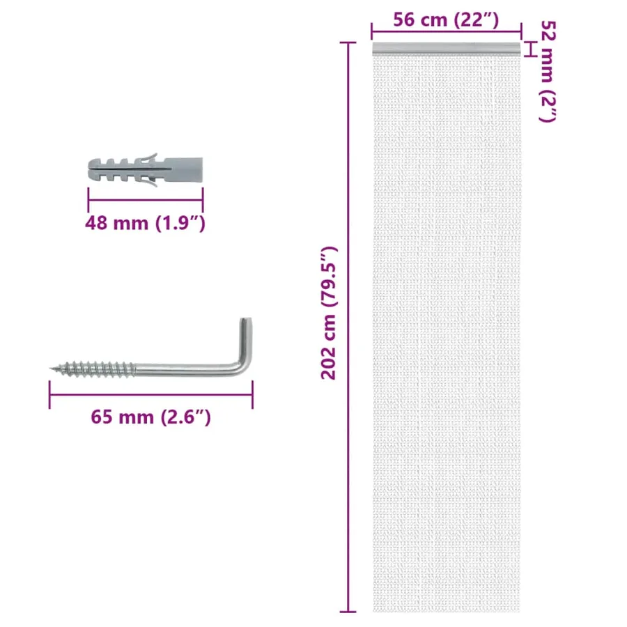 Moustiquaire de porte à chaîne 56x202 cm aluminium - 5