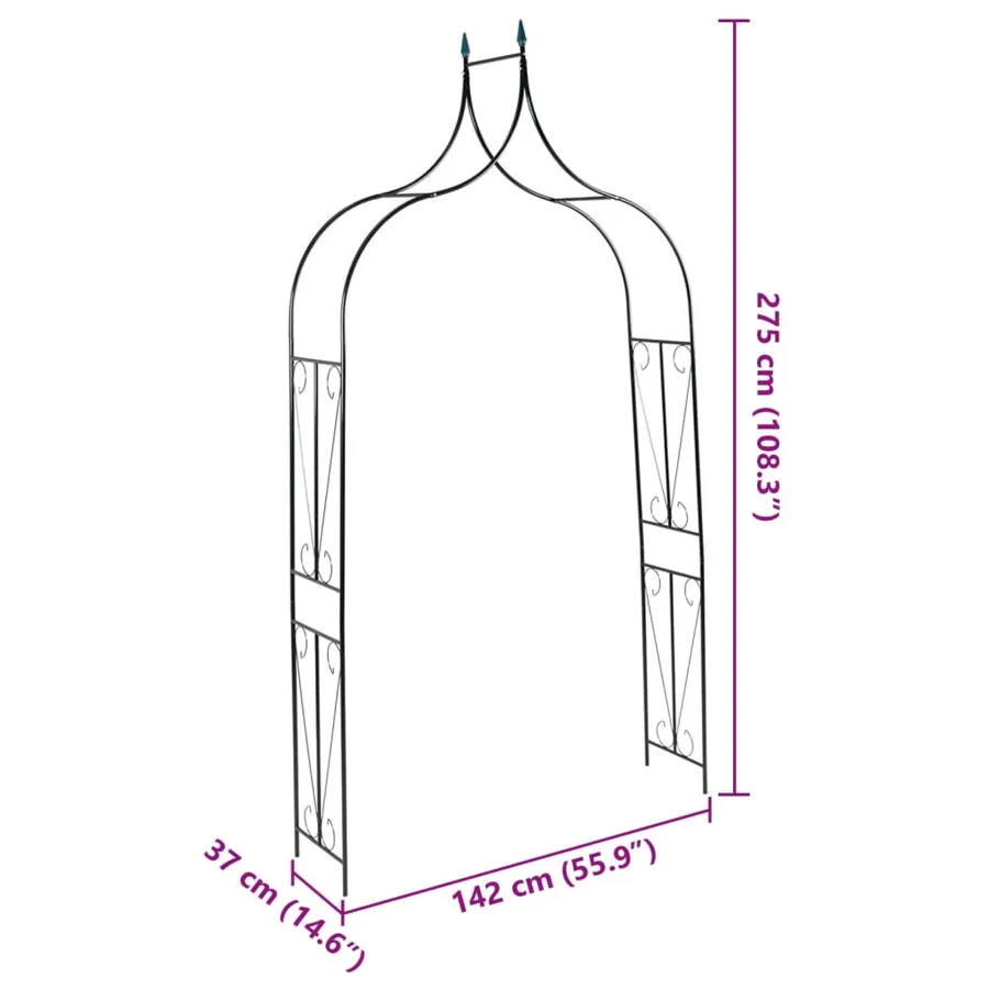 Garden arch Dark green 142x37x275 cm Iron - 6
