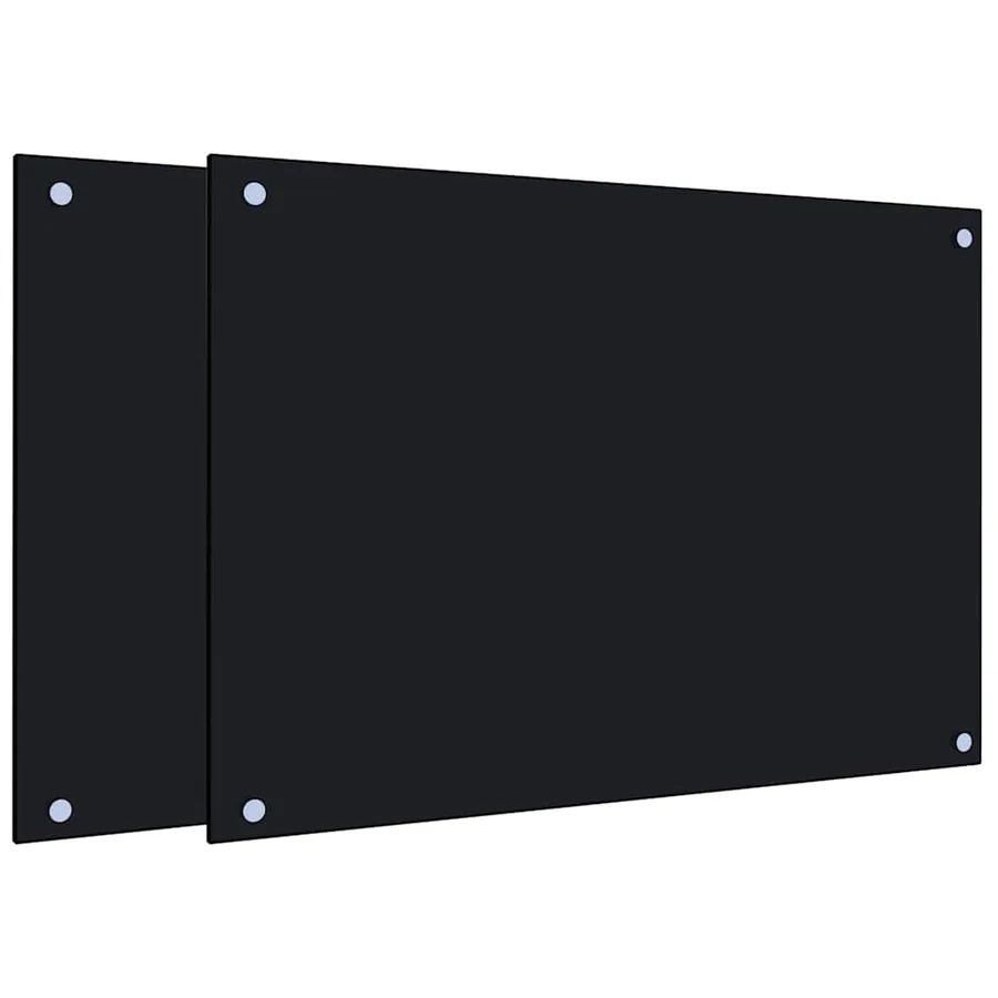 Dosserets de cuisine 2 pcs noir 70x50 cm verre trempé - 2