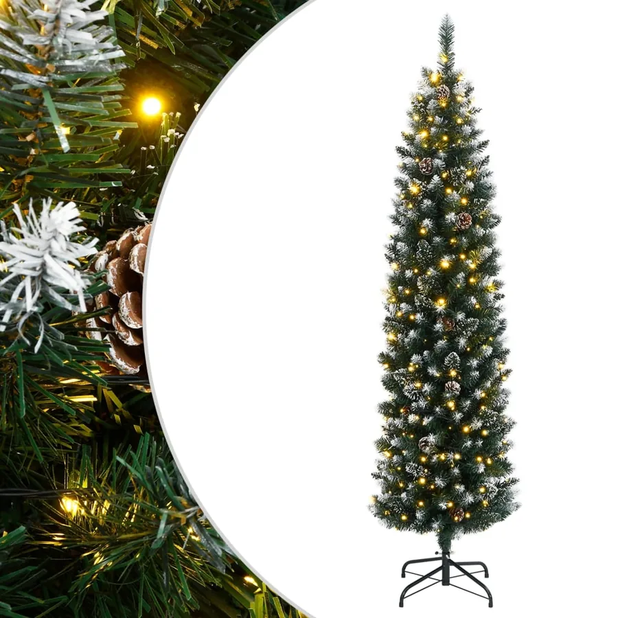 Sapin de Noël artificiel mince 300 LED 180 cm