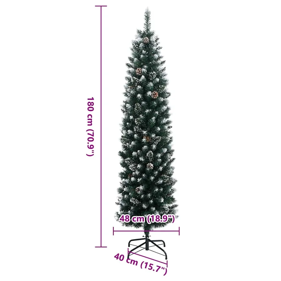 Sapin de Noël artificiel mince 300 LED 180 cm - 12