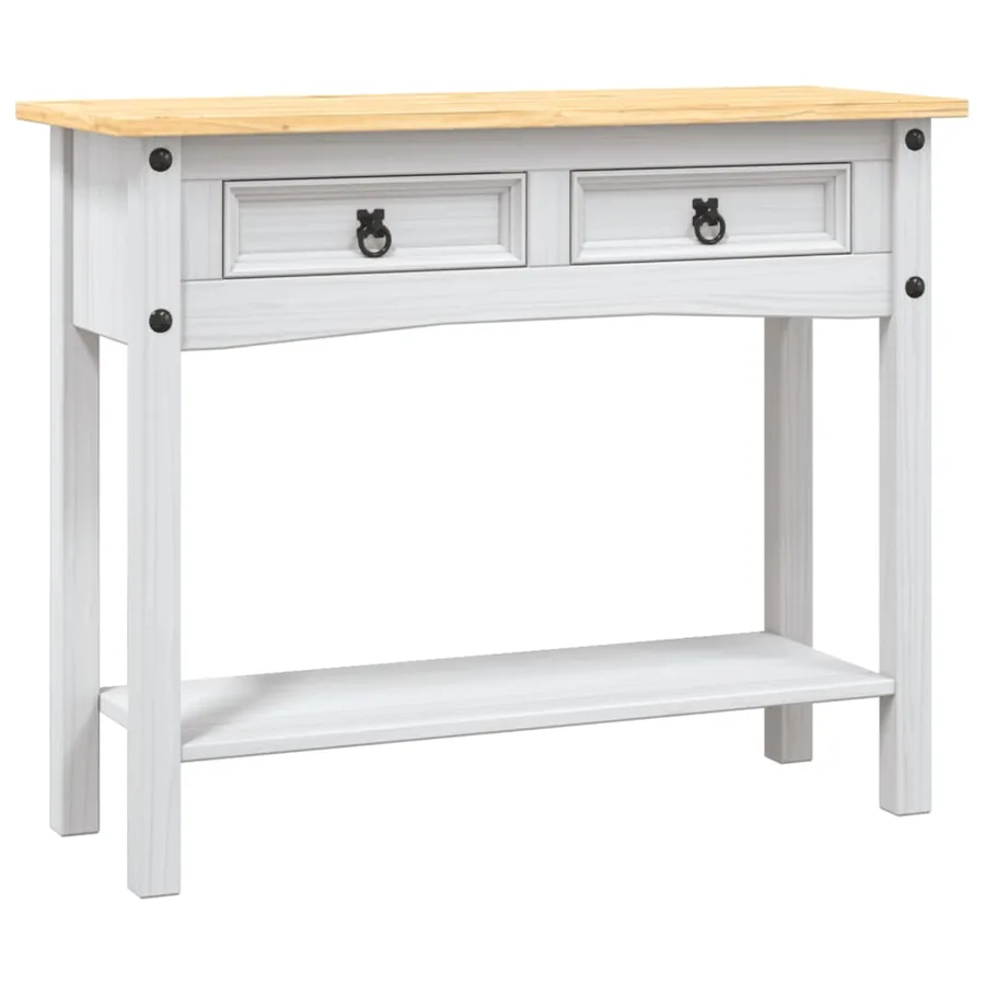 Table console Gamme Corona Pin mexicain Blanc 90x34,5x73 cm - 2