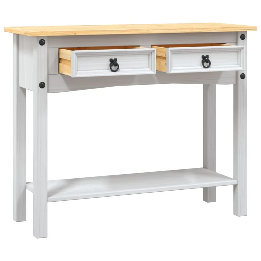 Table console Gamme Corona Pin mexicain Blanc 90x34,5x73 cm - 5
