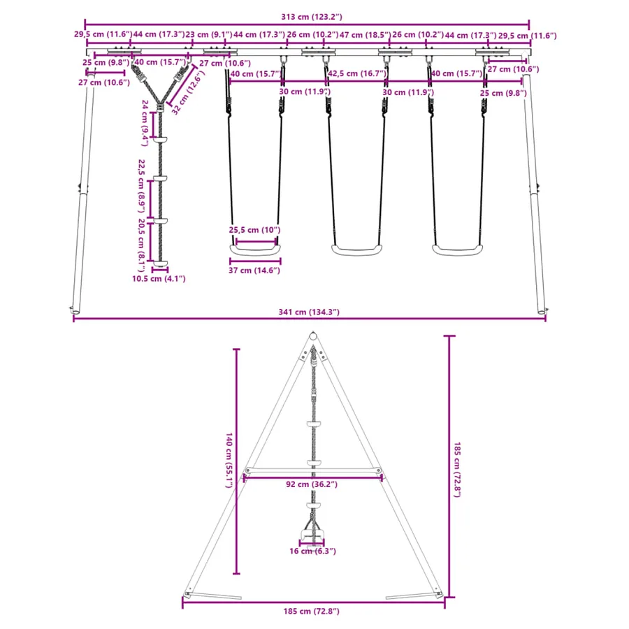 Ensemble balançoire d'extérieur balançoires et corde à disque - 10