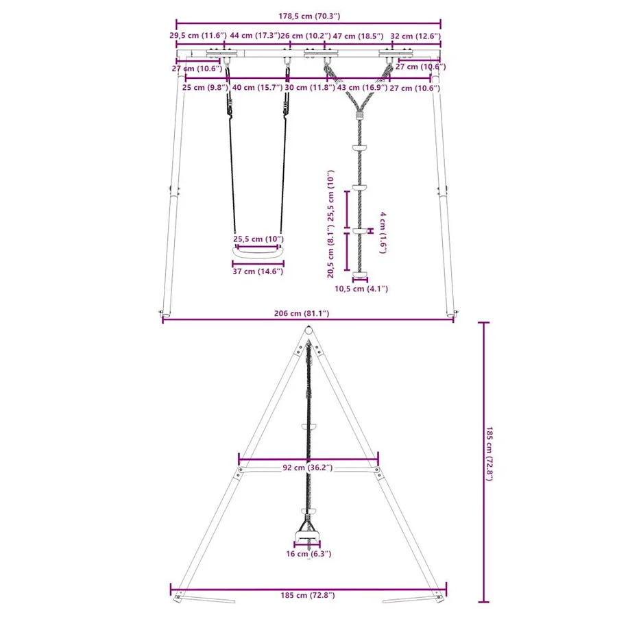 Ensemble balançoire d'extérieur balançoire et corde à disques - 10