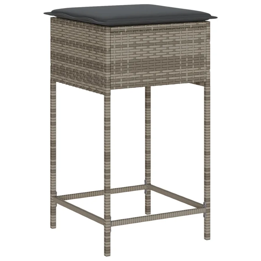 Ensemble de bar de jardin 5 pcs avec coussins gris poly rotin - 4