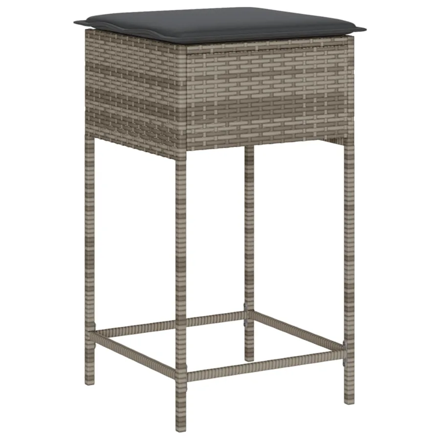 Ensemble de bar de jardin 9 pcs avec coussins gris poly rotin - 4