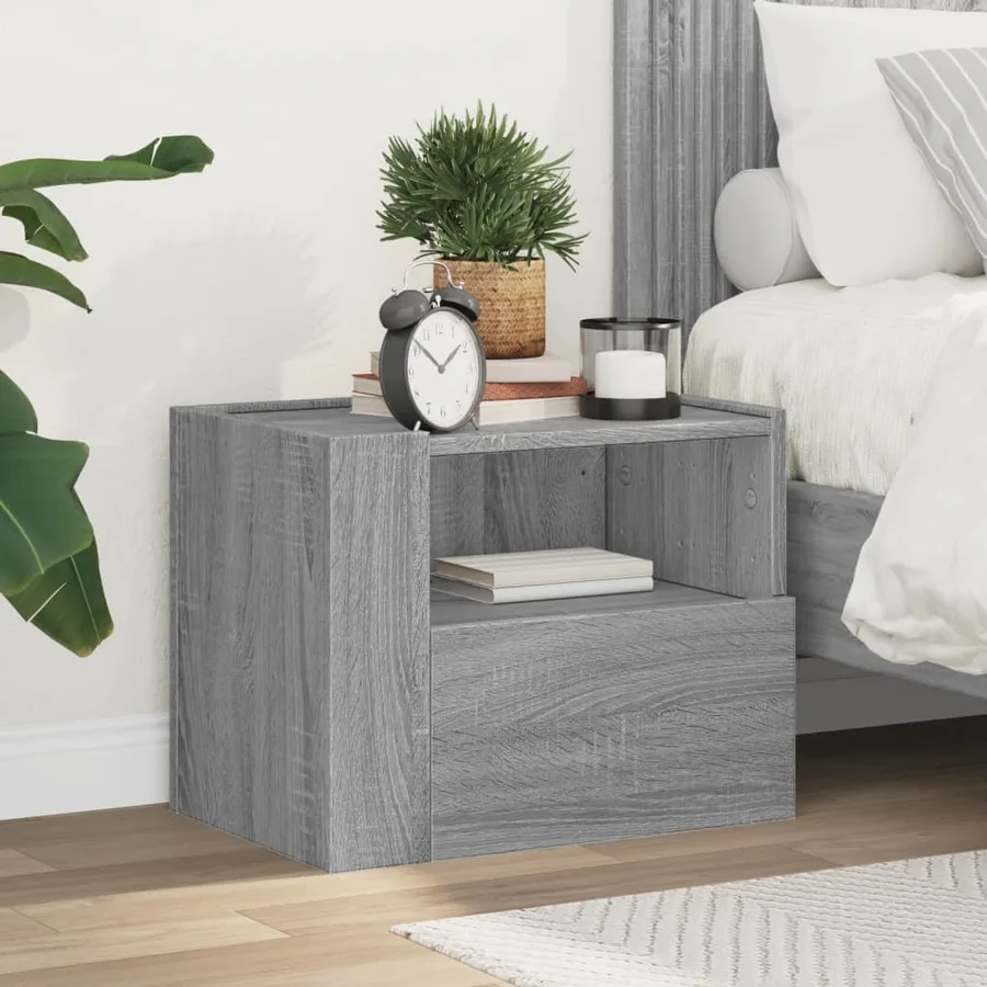 Table de chevet murale sonoma gris 45x30x35 cm - 3