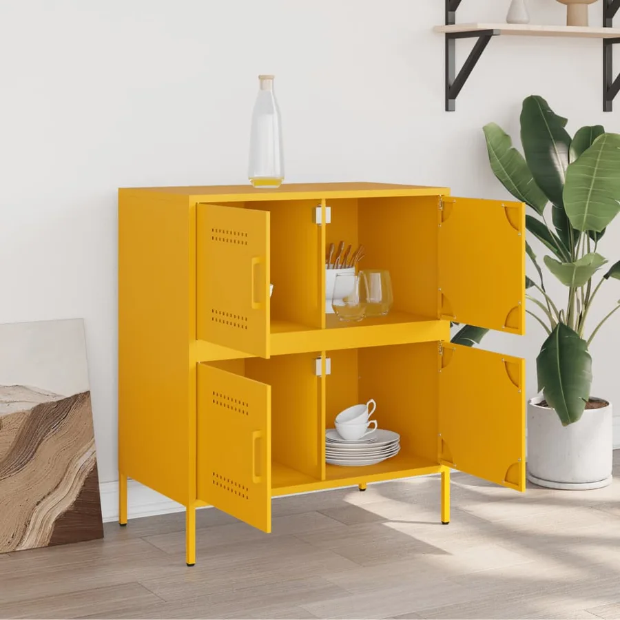 Buffet jaune moutarde 68x39x79 cm acier - 3