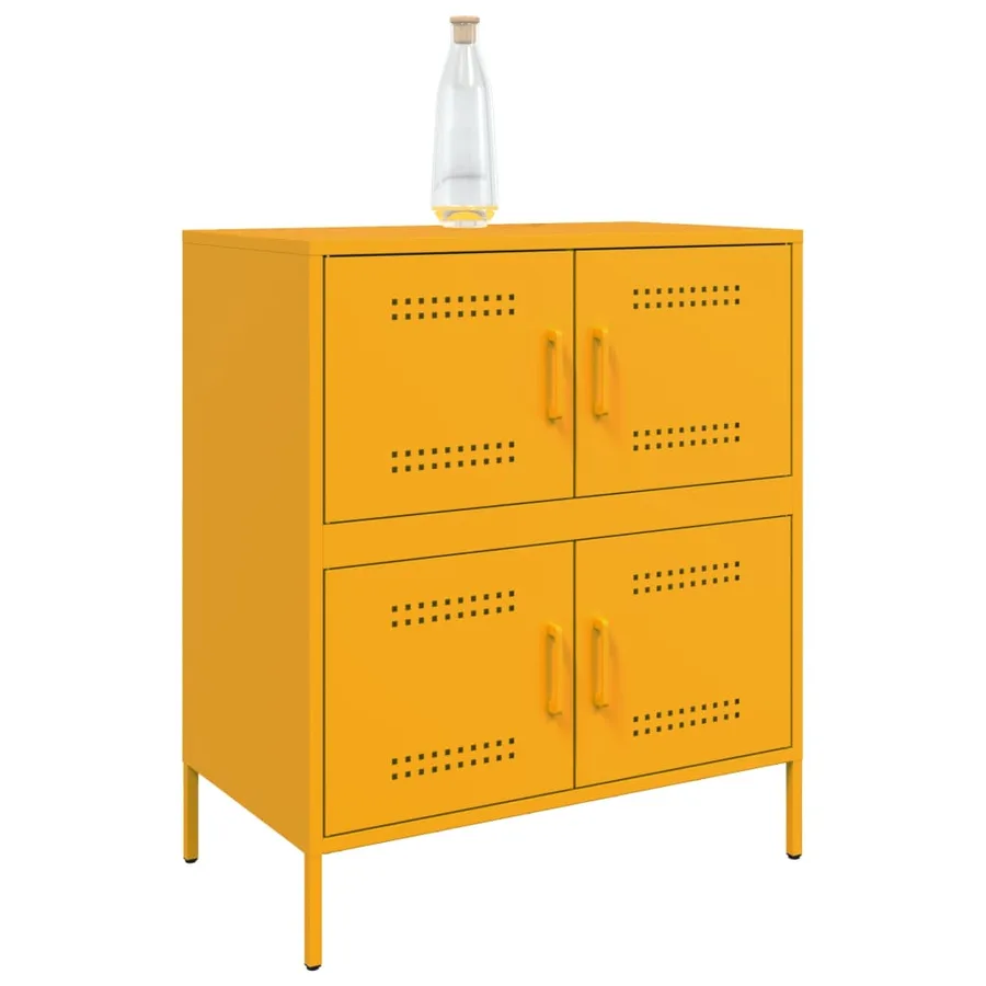 Buffet jaune moutarde 68x39x79 cm acier - 4