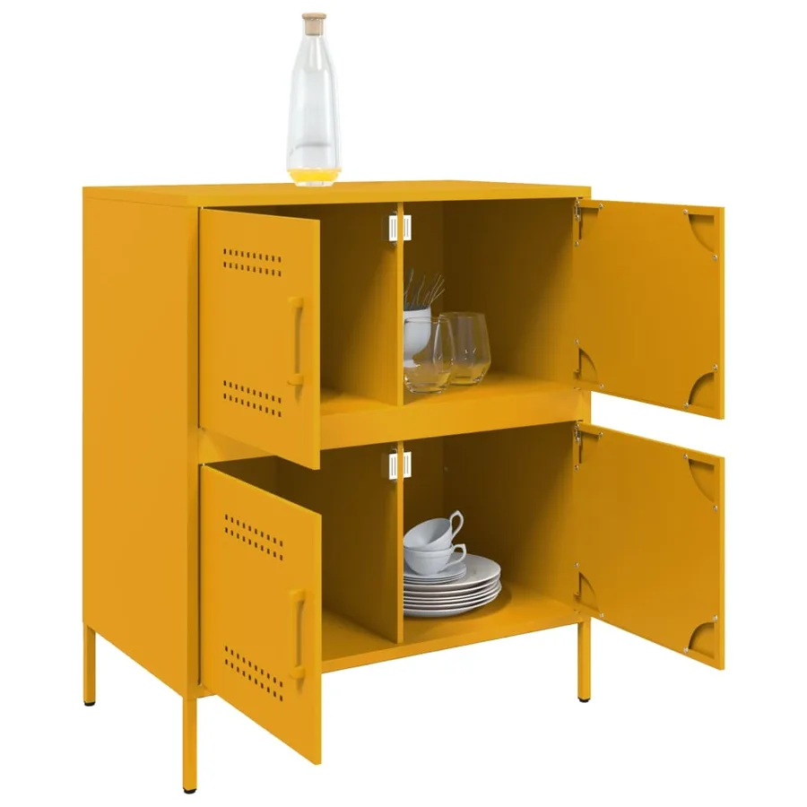 Buffet jaune moutarde 68x39x79 cm acier - 5