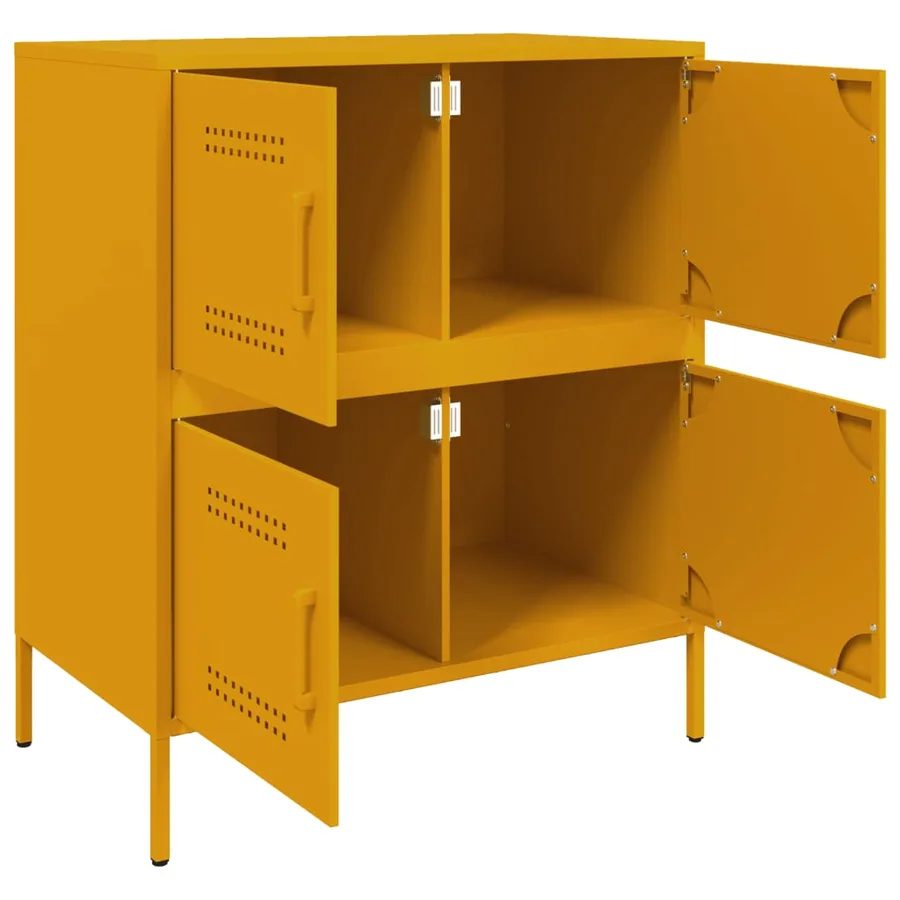 Buffet jaune moutarde 68x39x79 cm acier - 9