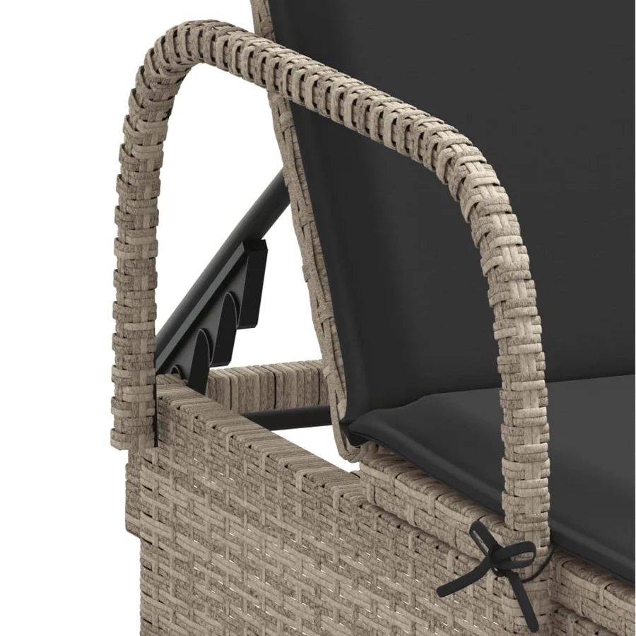 Chaises longues avec coussins lot de 2 gris résine tressée - 8