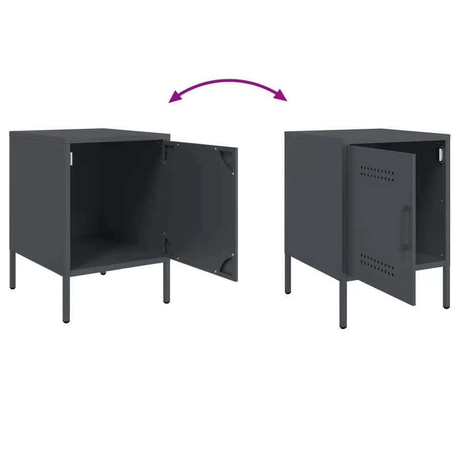 Tables de chevet 2 pcs anthracite 36x39x50,5 cm acier - 10