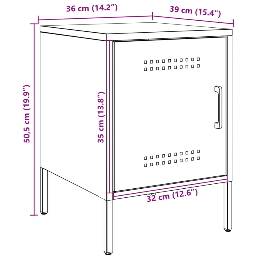 Table de chevet blanc 36x39x50,5 cm acier - 14