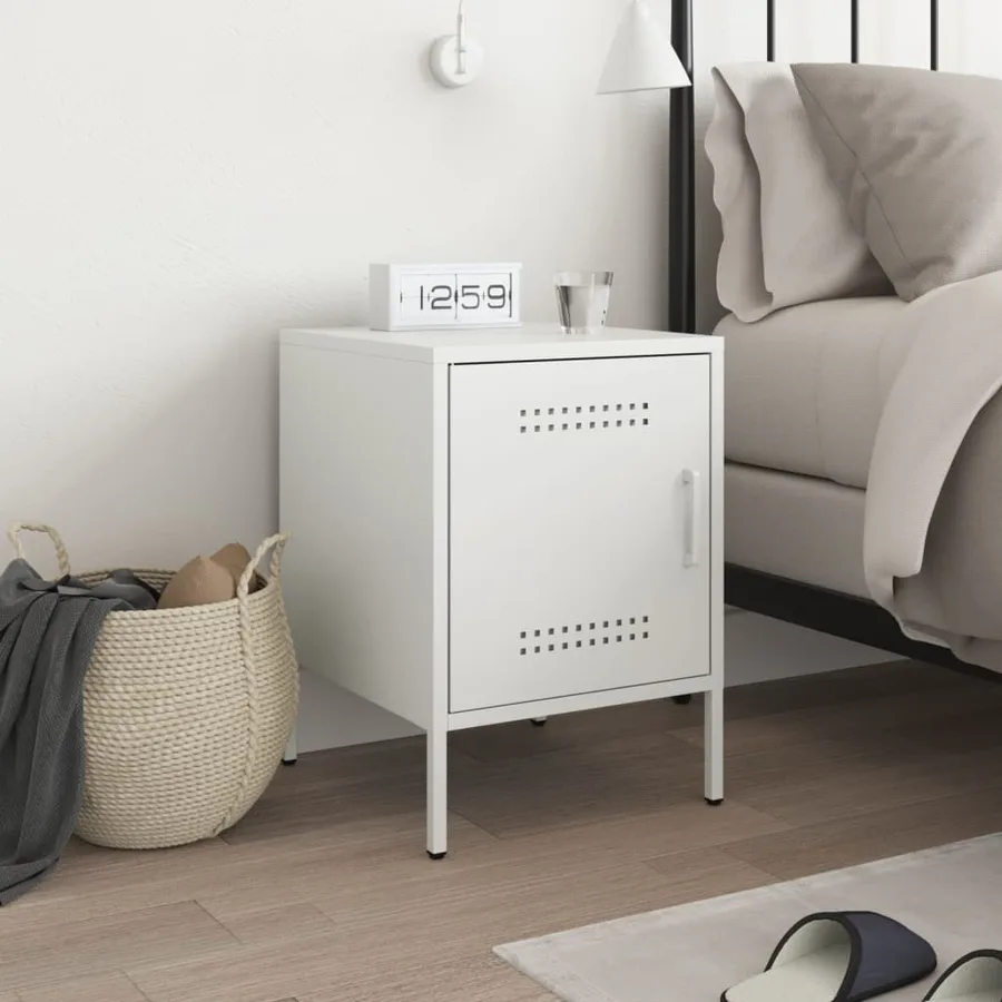 Table de chevet blanc 36x39x50,5 cm acier - 3