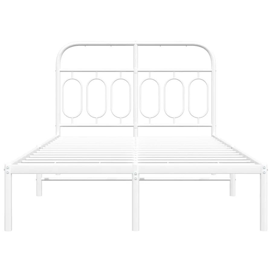 Cadre de lit métal sans matelas et tête de lit blanc 120x200 cm - 4