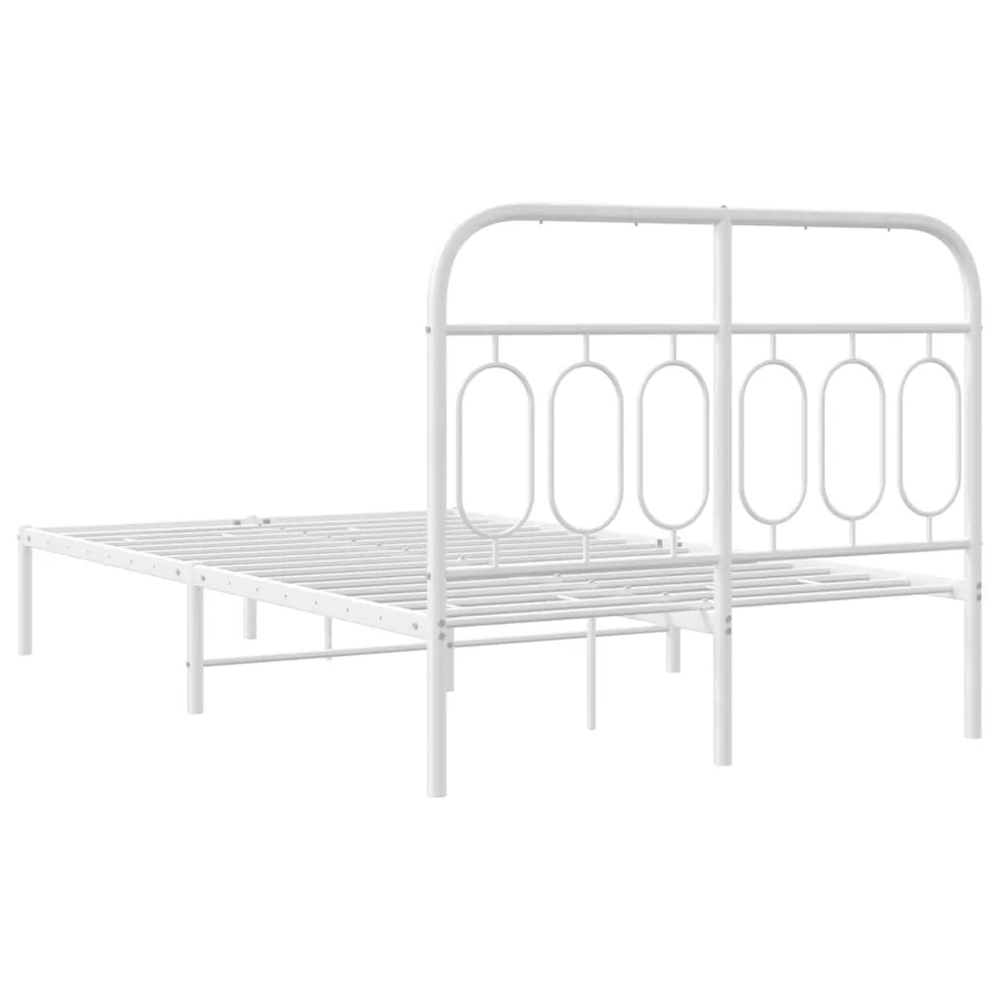 Cadre de lit métal sans matelas et tête de lit blanc 120x200 cm - 6