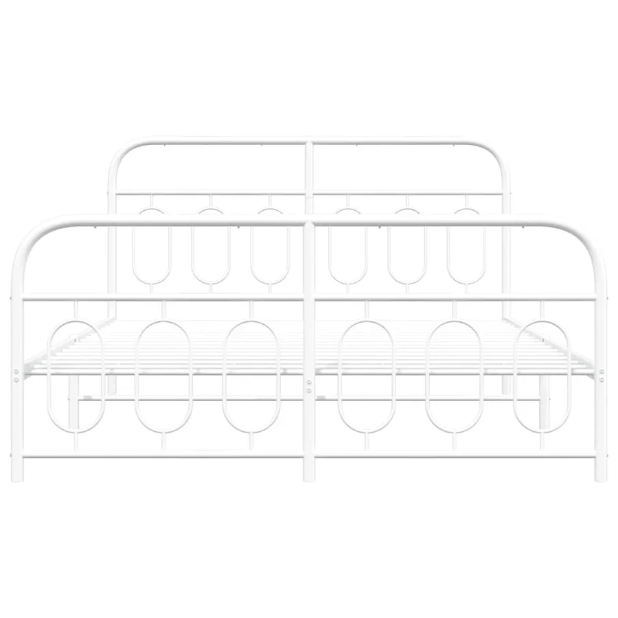 Cadre de lit métal sans matelas et pied de lit blanc 140x200 cm - 4
