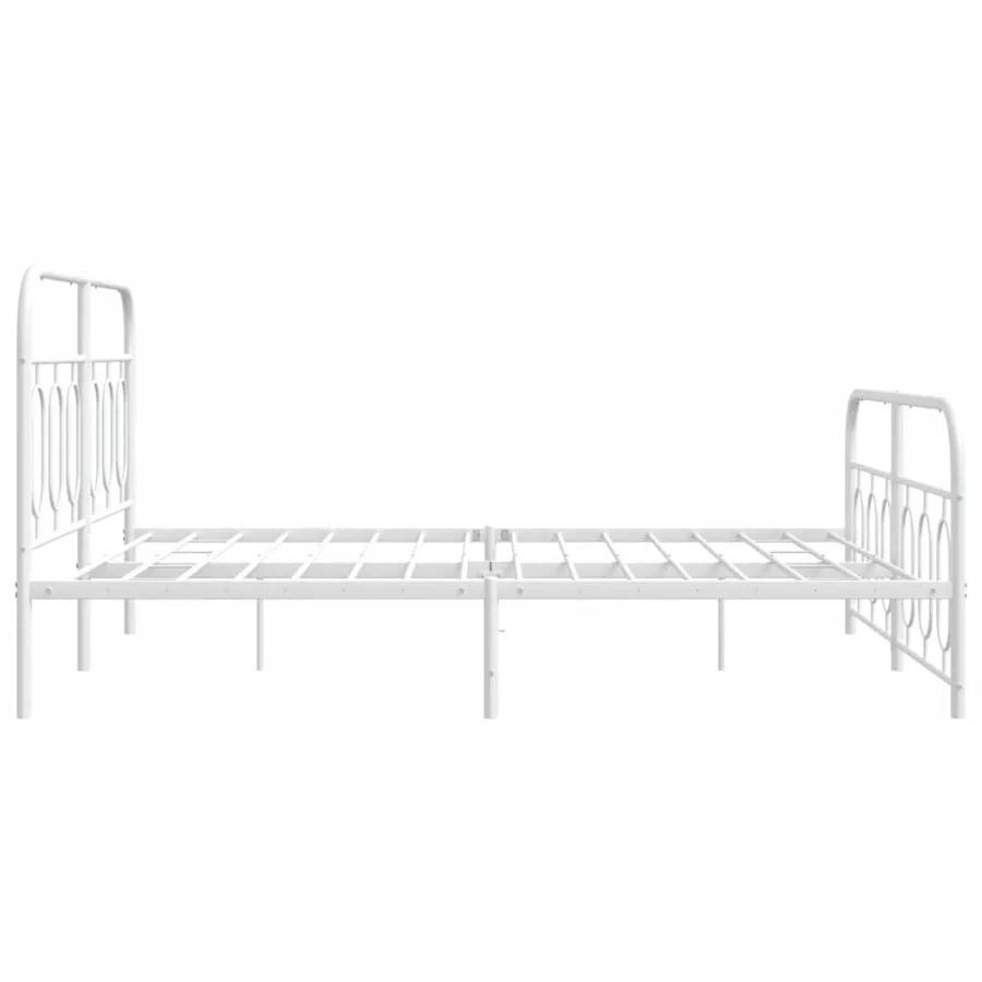 Cadre de lit métal sans matelas et pied de lit blanc 140x200 cm - 5