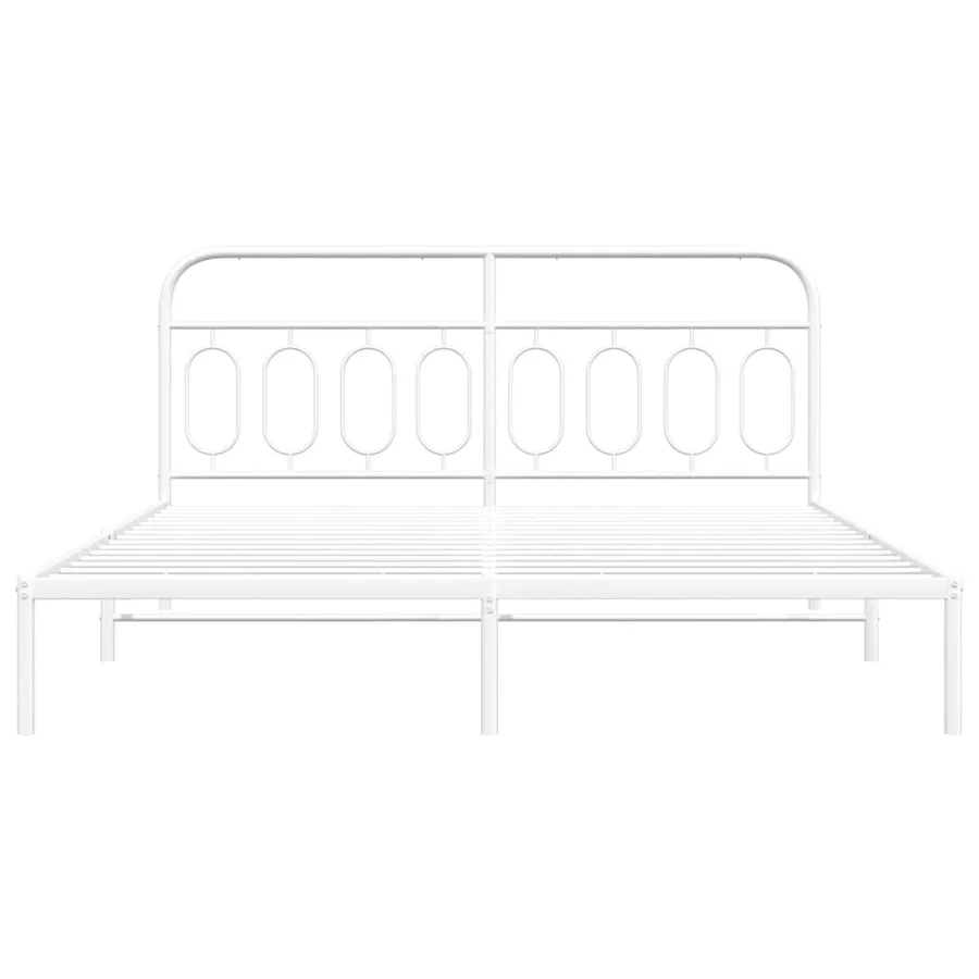 Cadre de lit métal sans matelas et tête de lit blanc 193x203 cm - 4