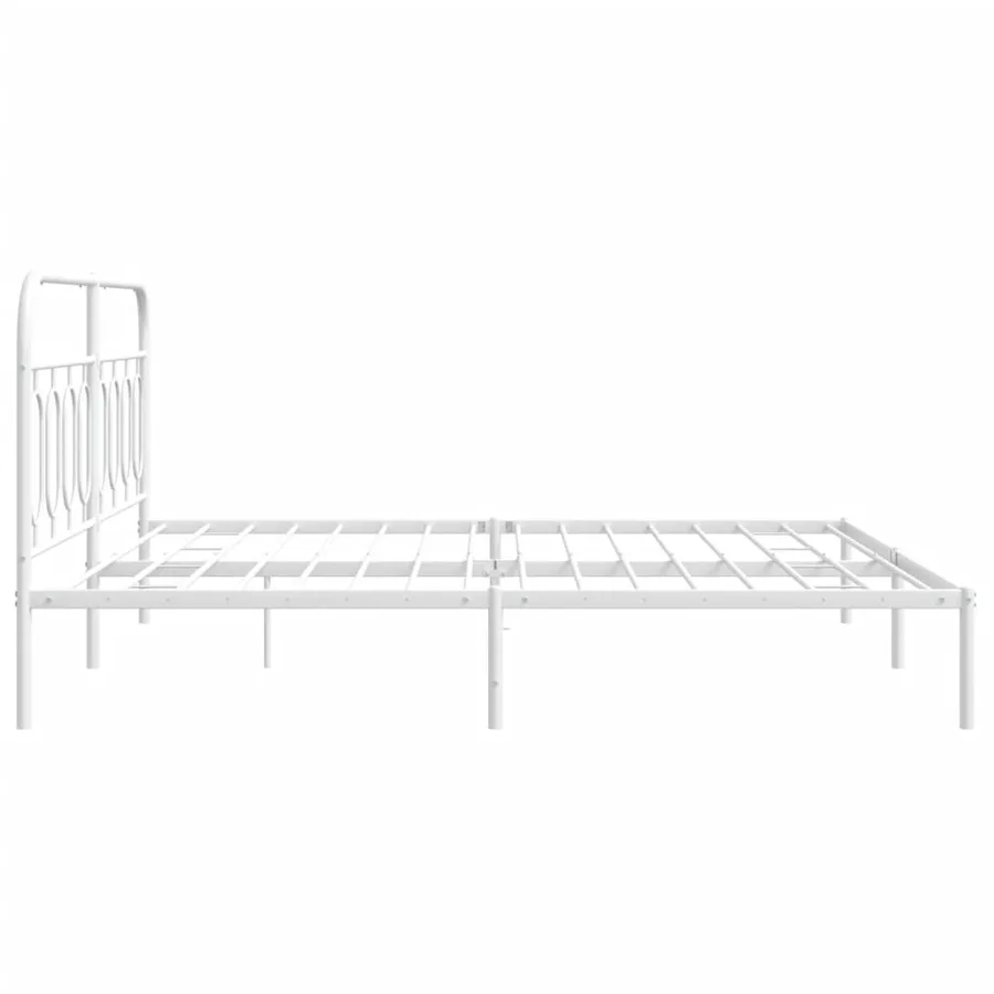 Cadre de lit métal sans matelas et tête de lit blanc 193x203 cm - 5