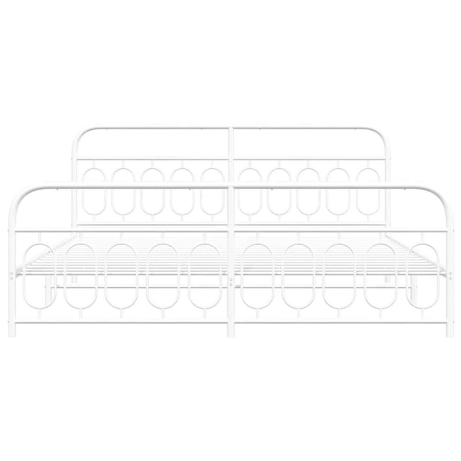 Cadre de lit métal sans matelas et pied de lit blanc 200x200 cm - 4
