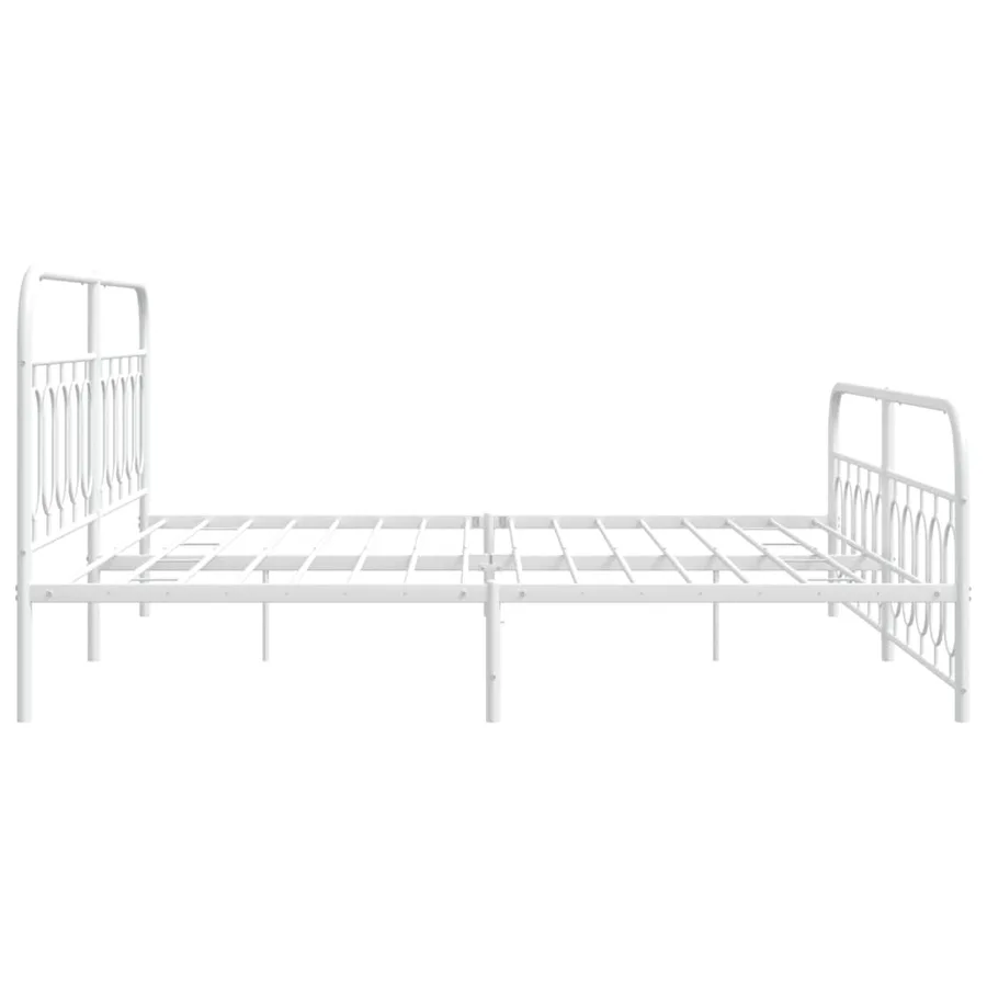 Cadre de lit métal sans matelas et pied de lit blanc 200x200 cm - 5
