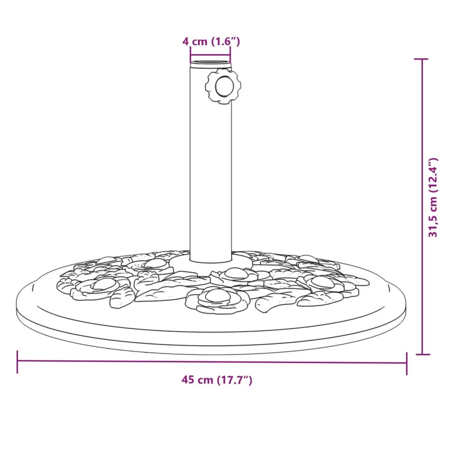 Base de parasol pour mâts Ø38 / 48 mm 12 kg rond - 8