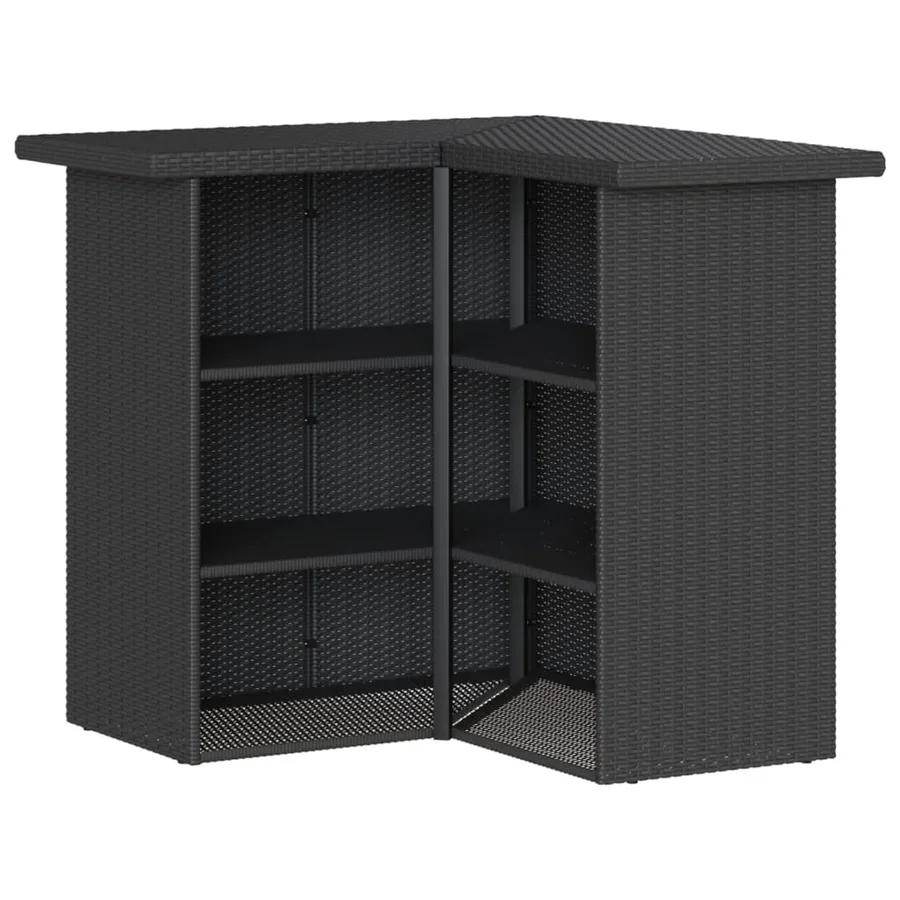 Ensemble de bar de jardin 3 pcs avec coussins noir poly rotin - 6