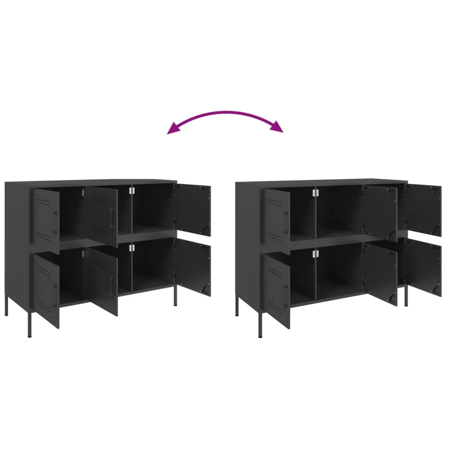 Buffet noir 100,5x39x79 cm acier - 10