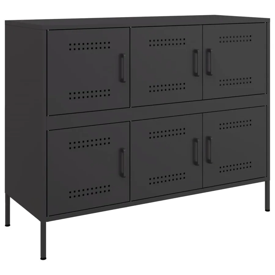 Buffet noir 100,5x39x79 cm acier - 2