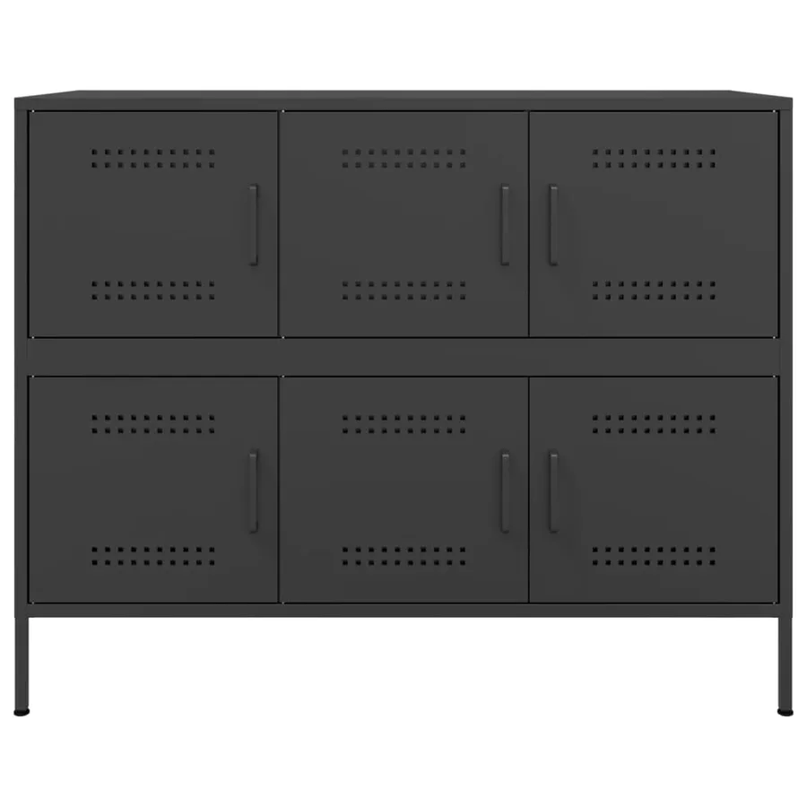 Buffet noir 100,5x39x79 cm acier - 6