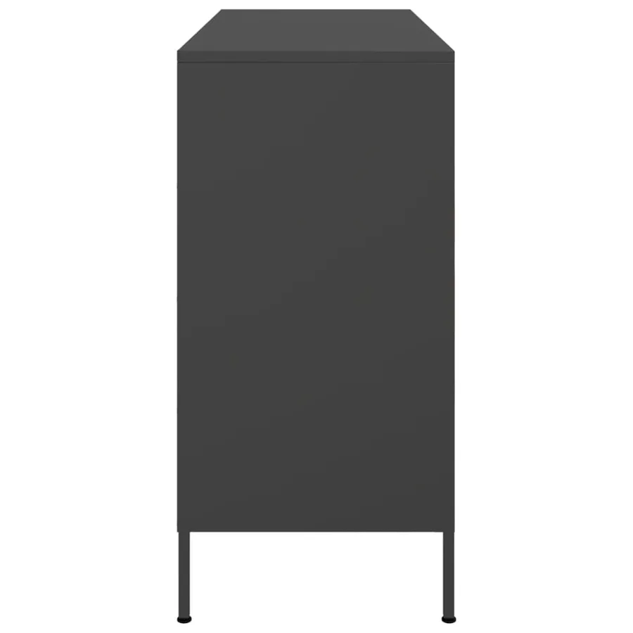 Buffet noir 100,5x39x79 cm acier - 7