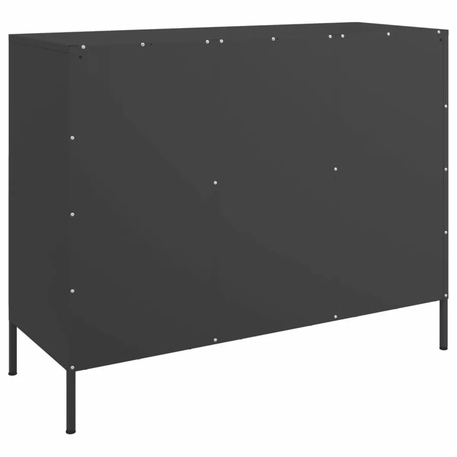 Buffet noir 100,5x39x79 cm acier - 8